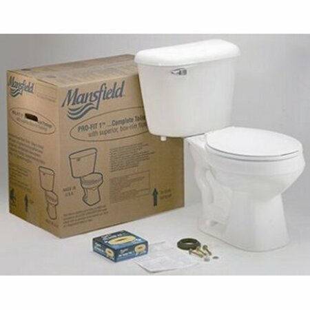 MANSFIELD 130CTK Toilet, Round Bowl, 1.6 gpf Flush, 12 in Rough-In, Vitreous China, White 13010017